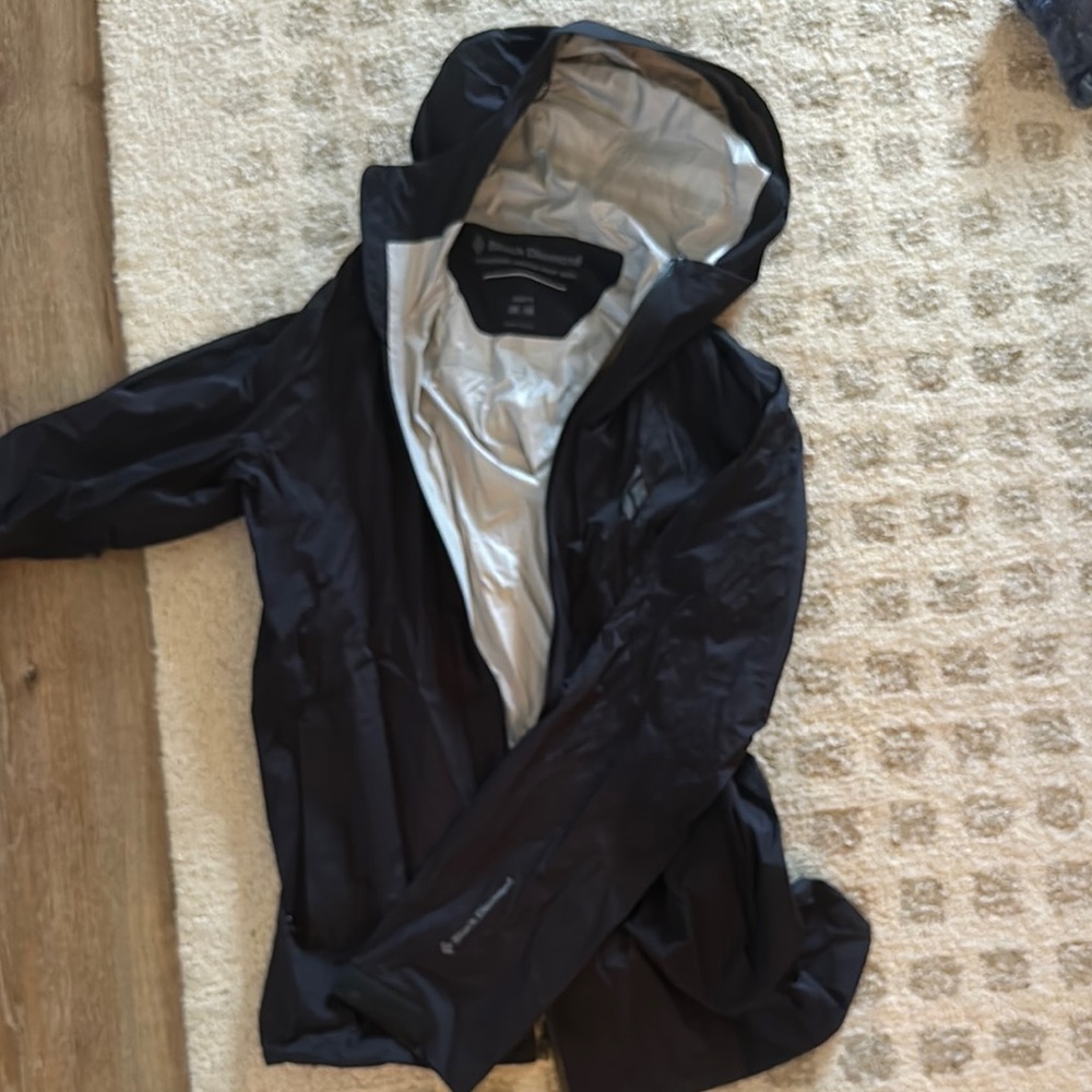 Black Diamond Stormline Rain Shell Jacket - Black and Gray